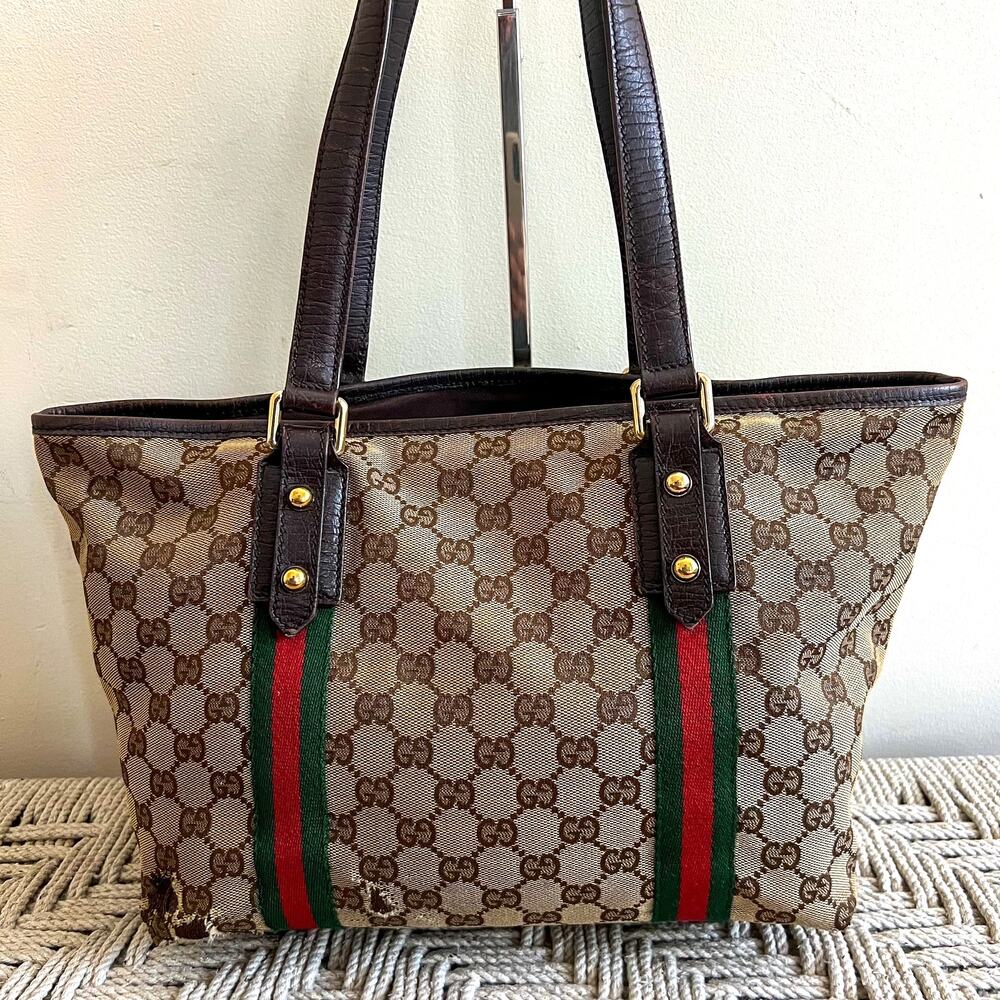 GUCCI GG Supreme Canvas and Leather Tote Bag - Picture 3 of 16